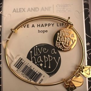 NEW Alex and Ani “Live a Happy Life” gold bracelet